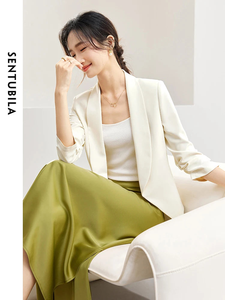 SENTUBILA Shirring Night Quarter Sleeve Blazer